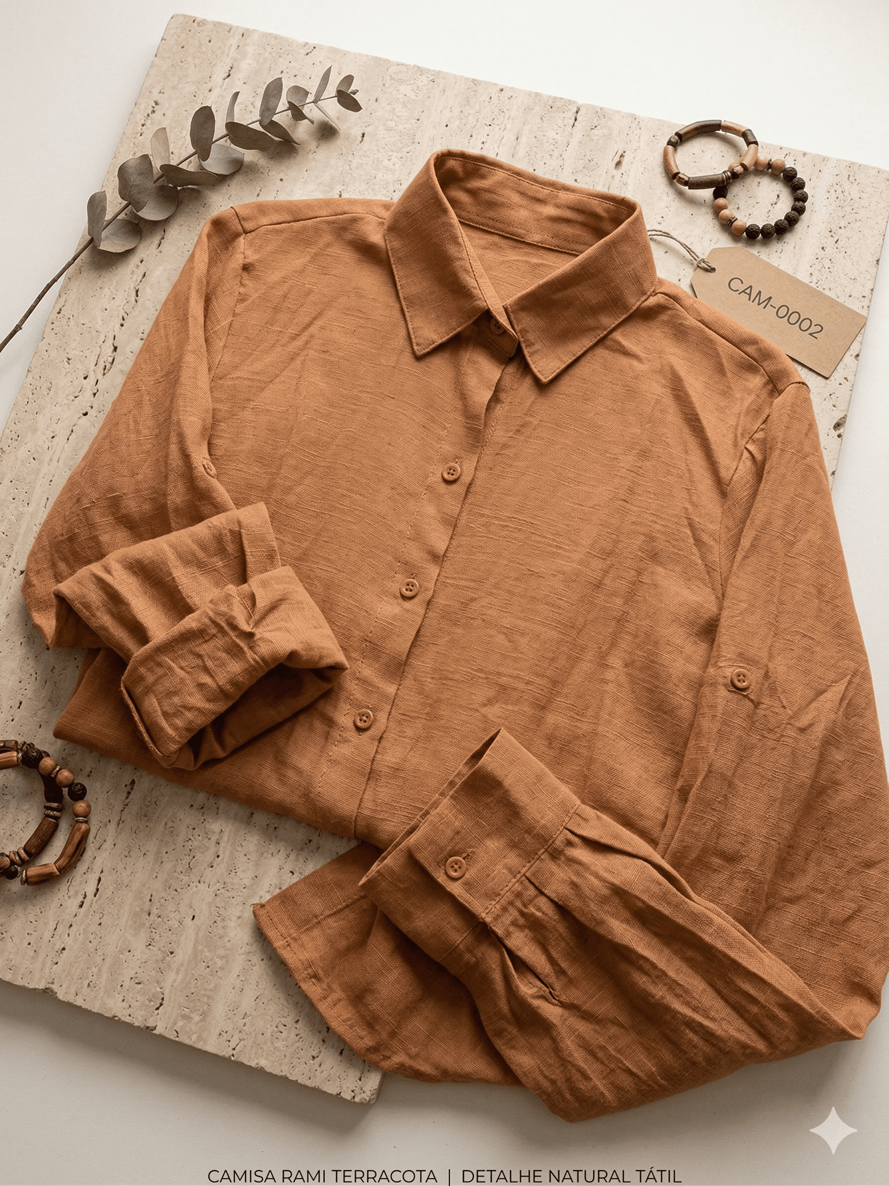 Camisa Feminina em Rami Manga Longa detalhe