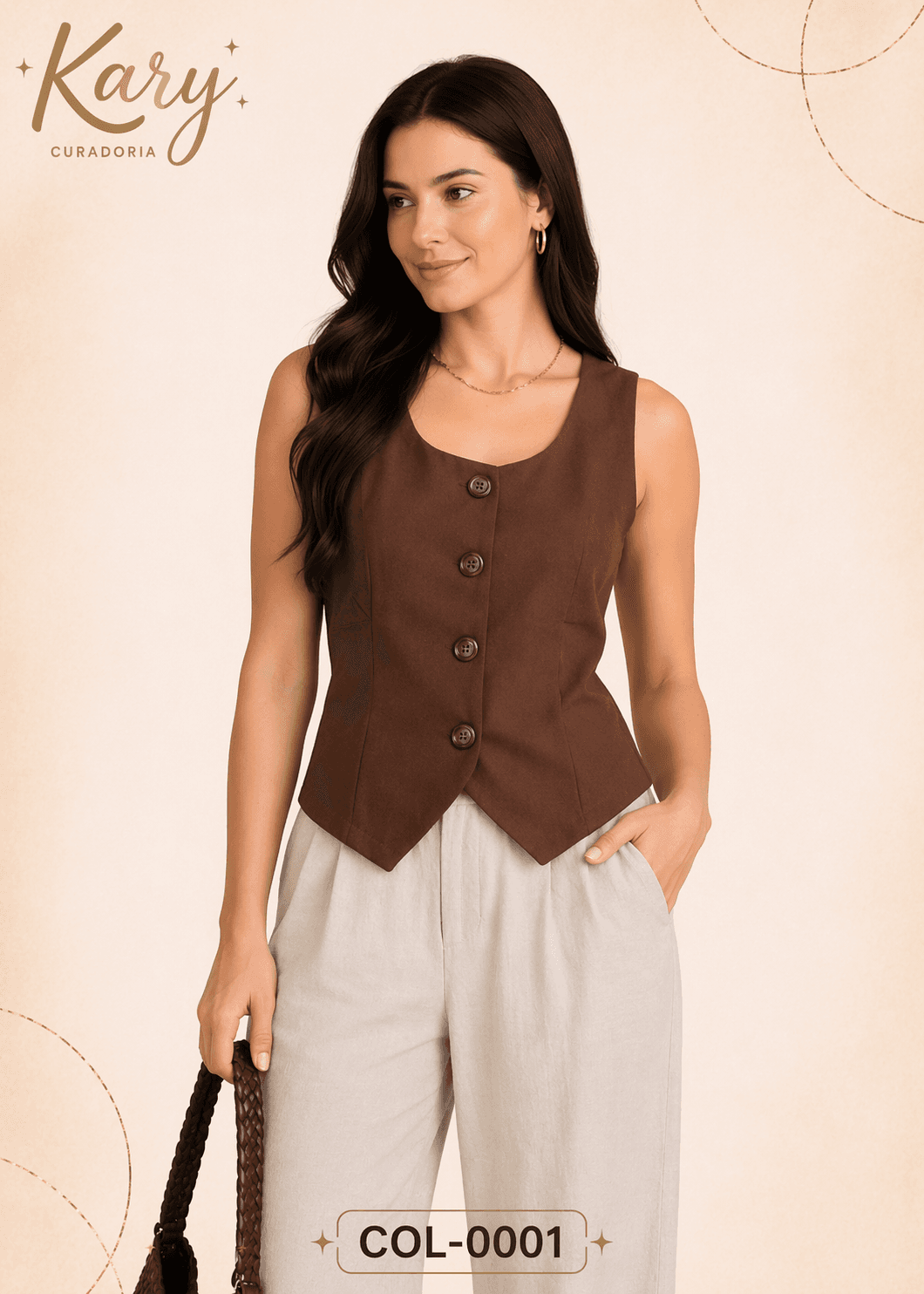 Colete Feminino Alfaiataria Estruturado com Botões - Estilo Atemporal | Kary Curadoria (Ref: COL-0001)