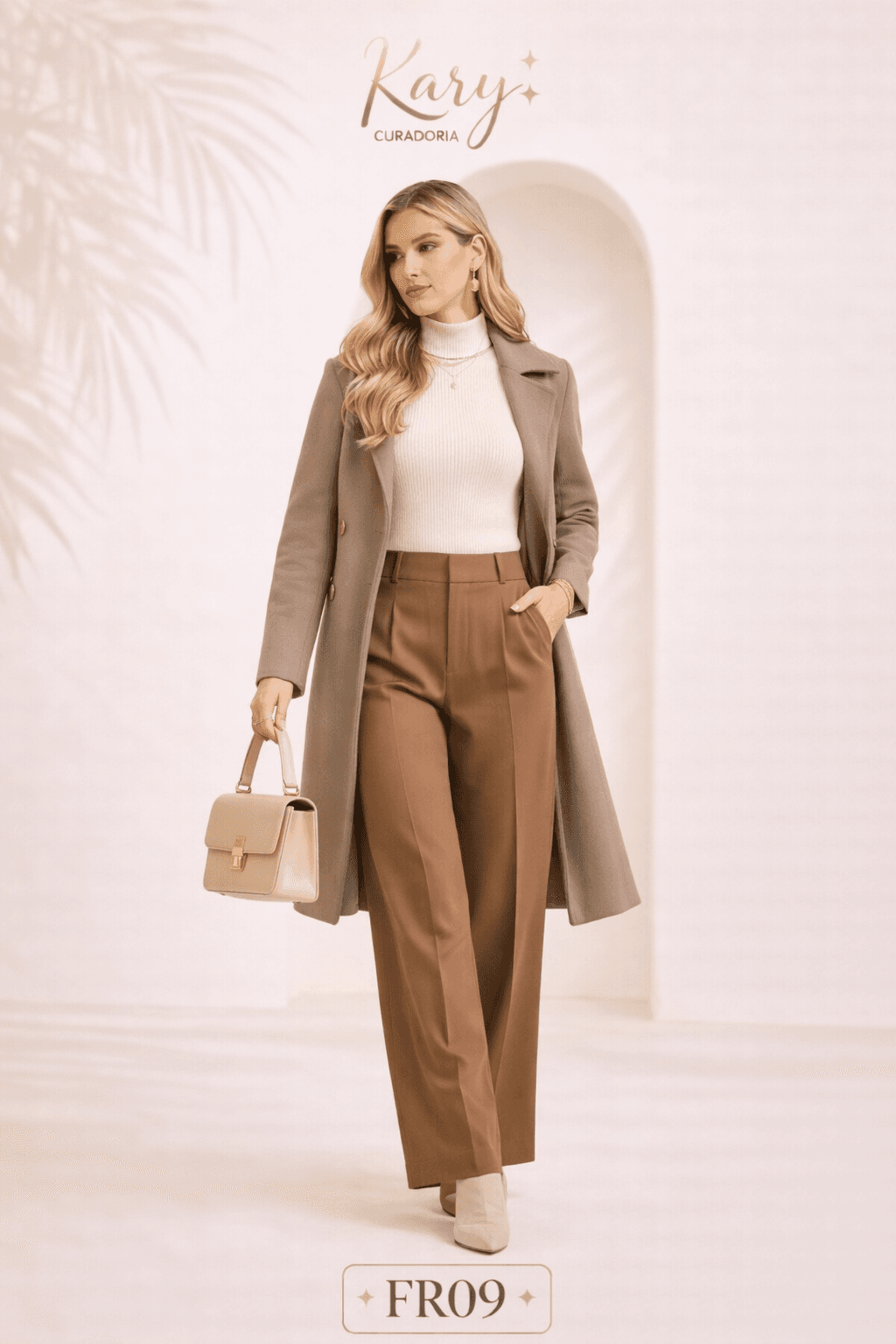 Calça Pantalona de Alfaiataria Cintura Alta - Linha Atemporal | Kary Curadoria REF: FR09 detalhe