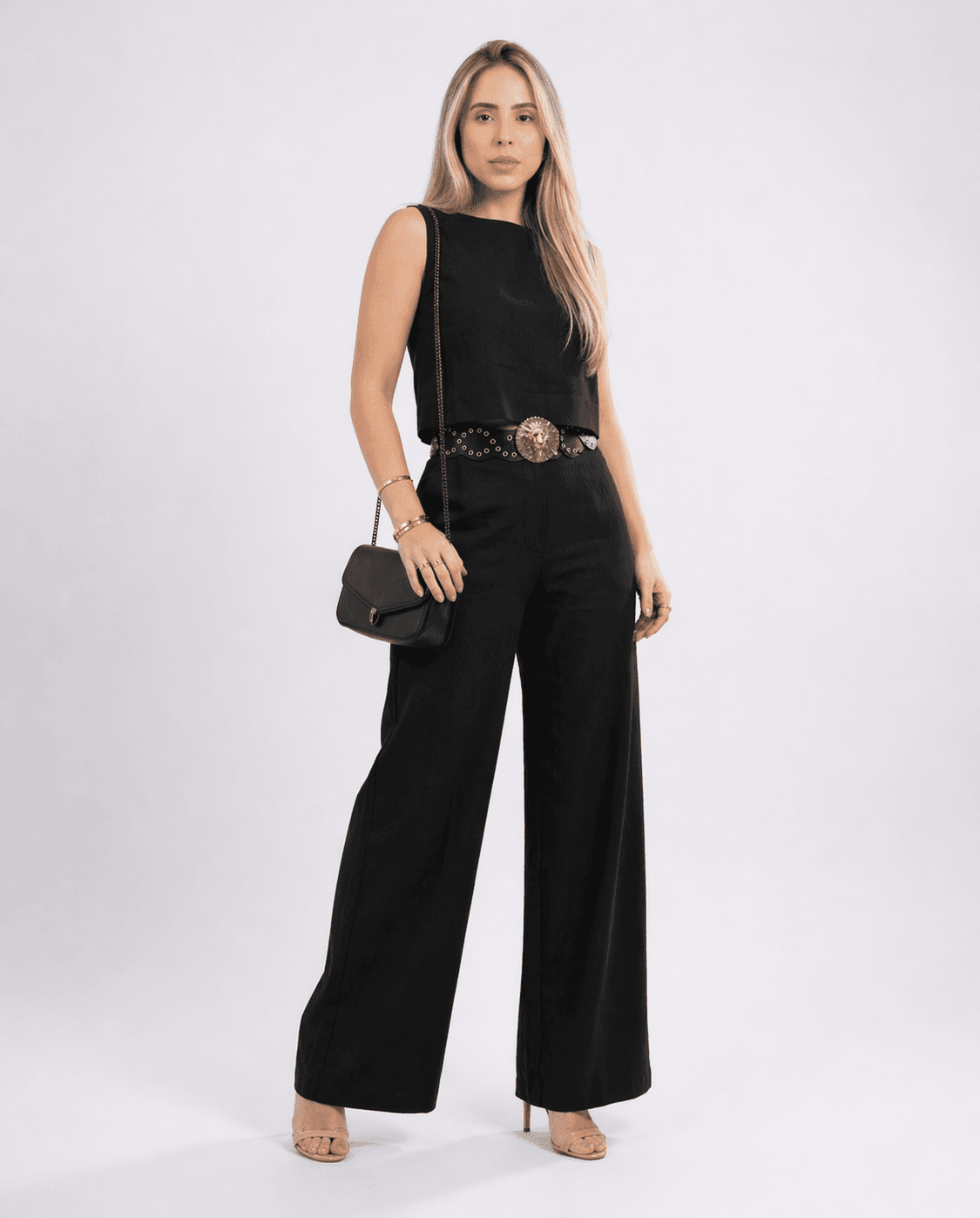 Conjunto Cropped Clássico e Calça Pantalona - Estilo Atemporal | Kary Curadoria (Ref: R268) detalhe